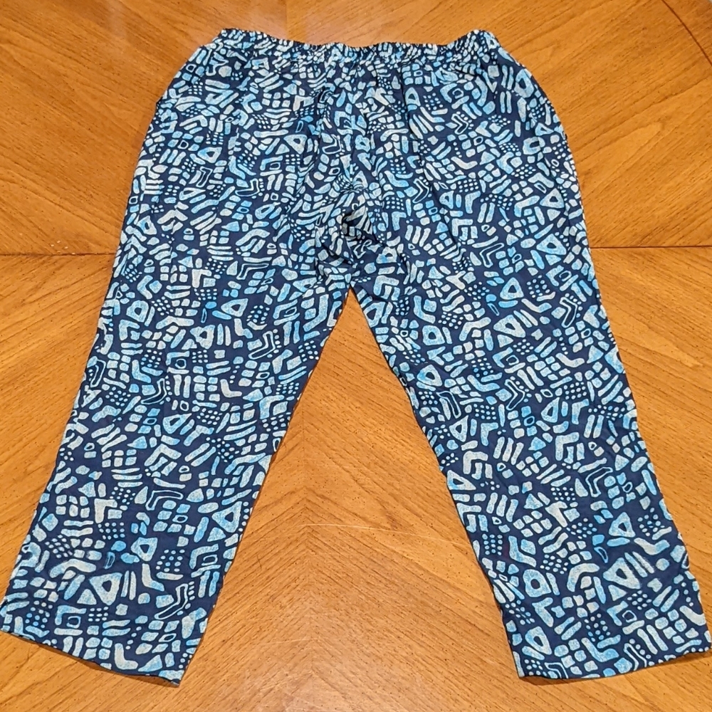 Anthropologie x The Podolls Capri / Cropped Silk Geometric Pants in S